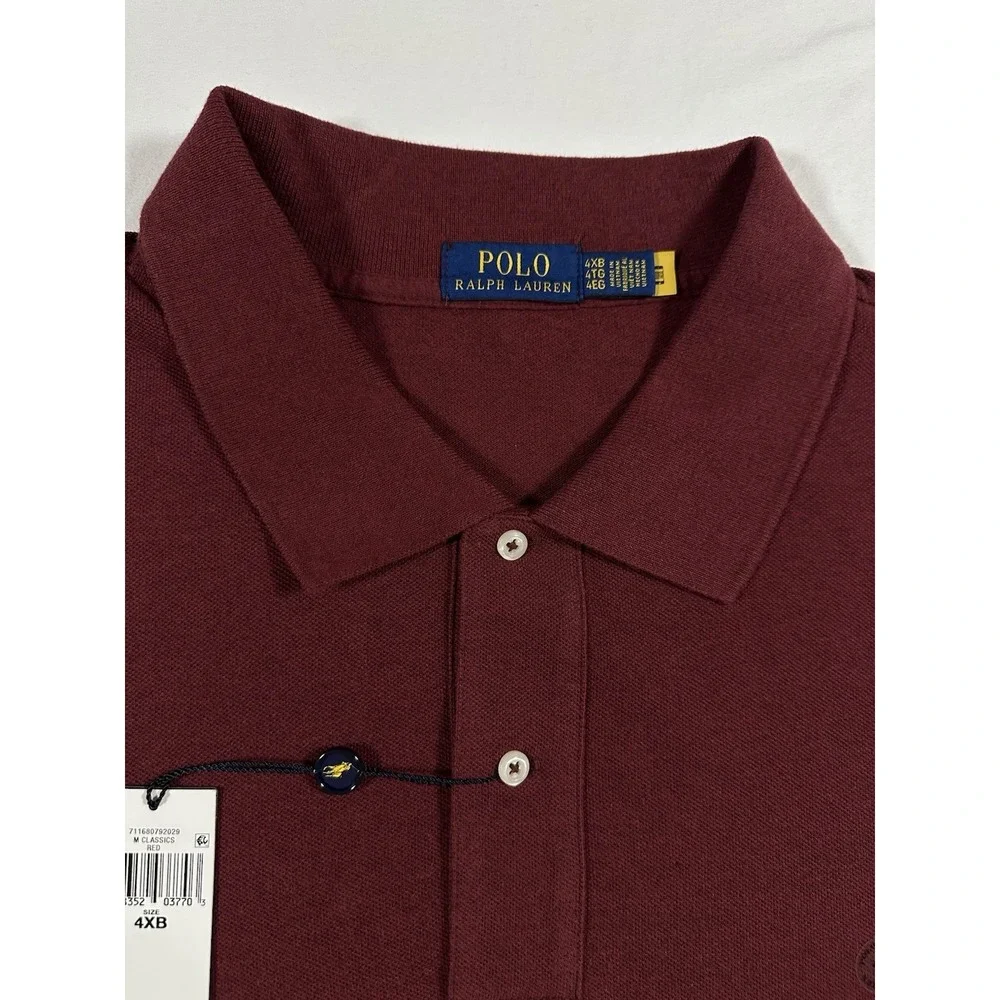 Polo‎ Ralph Lauren Men's Maroon Red Long Sleeve Knit Polo Shirt Size 4XB Preppy